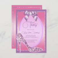 Elegant Lilac & Pink Jewel Bow & Stiletto Birthday