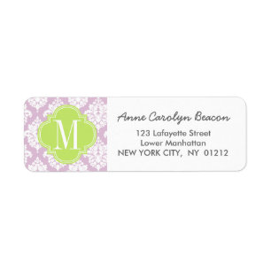 Elegant Lilac Purple Damask Personalised