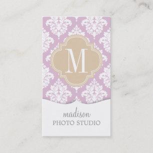 Elegant Lilac Purple Damask Personalised Business Card
