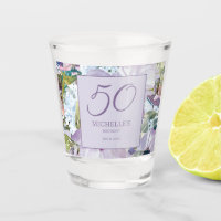 Elegant Lilac Purple Floral Greenery 50th Birthday