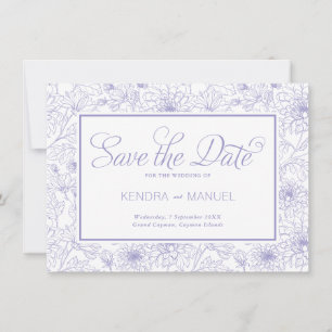Elegant Lilac Purple Floral Toile Wedding Save The Date