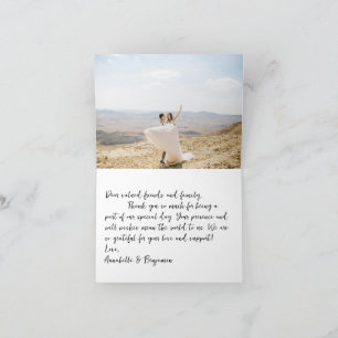 Elegant Lilac Purple Floral with Photo Wedding  Thank You Card