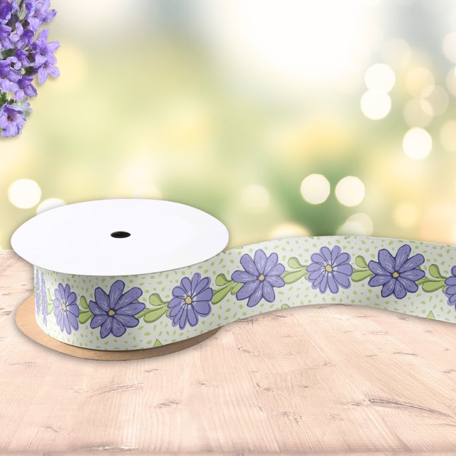 Elegant Lilac Purple Flowers Spring Floral Satin Ribbon (Creator Uploaded)