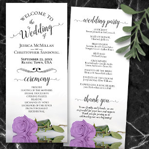 Elegant Lilac Purple Rose Romantic Wedding Programme