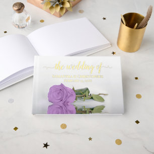 Elegant Lilac Purple Rose Small Wedding Foil Guest Book