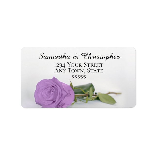 Elegant Lilac Purple Rose Wedding Address Label (Front)