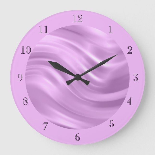 Elegant Lilac Purple Swirl Design Decorative Large Clock (Front)