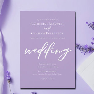 Elegant Lilac Purple Typography Wedding Invitation