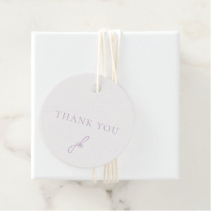 Elegant Lilac Script Monogram Wedding Favour Tags