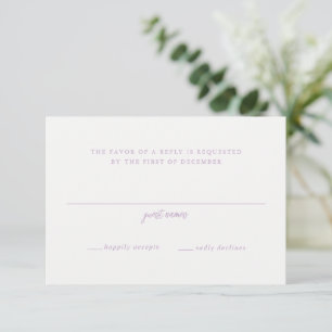 Elegant Lilac Script Monogram Wedding RSVP Card