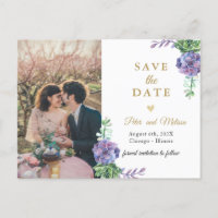 Elegant Lilac Succulents  Photo Save the Date