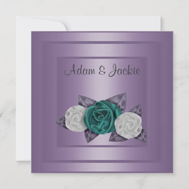 ELEGANT LILAC TRIPLE ROSE WEDDING INVITATION (Front)