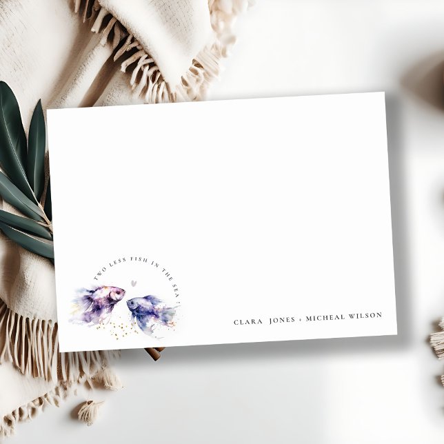 Elegant Lilac Watercolor Coastal Fish Wedding Card (Creator Uploaded)