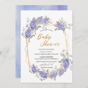 Elegant Lilac Watercolor Flowers   Baby Shower Invitation