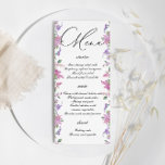 Elegant Lilac Watercolor Flowers Wedding  Menu<br><div class="desc">Elegant Lilac Watercolor Flowers Wedding Menu. Matching items available.</div>