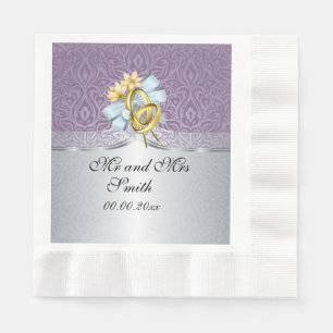 Elegant Lilac Wedding Personalised Paper Napkin