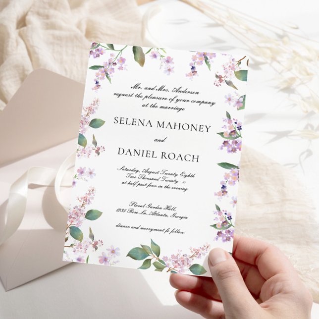 Elegant Lilac Wildflowers Chic Wedding Invitation (Creator Uploaded)