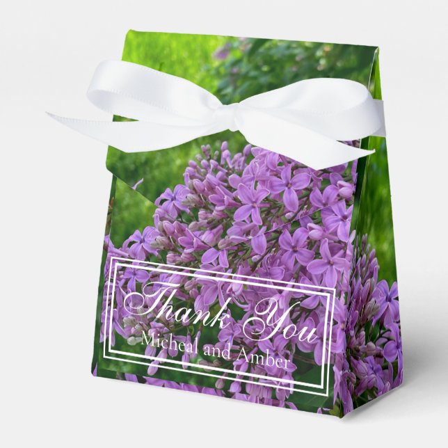Elegant Lilacs purple lavender floral Thank you  Favour Box (Front Side)