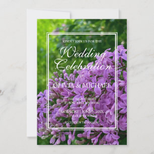 Elegant lilacs purple lavender floral Wedding Invitation