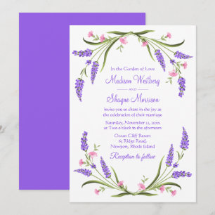 Elegant Lilacs Watercolor Purple Floral Wedding In Invitation