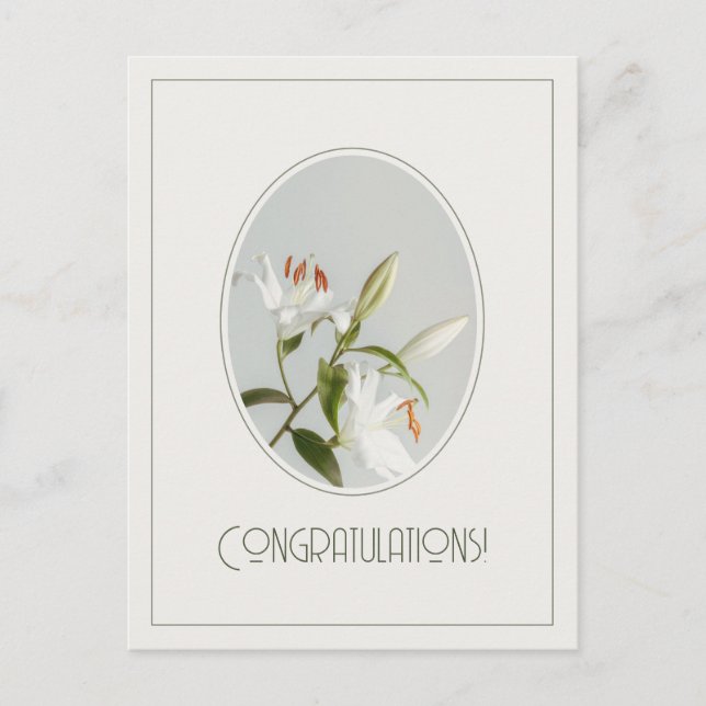 Elegant lilly vintage Congratulations Postcard (Front)