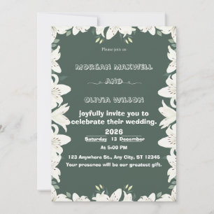 Elegant Lily Border Wedding Invitation 
