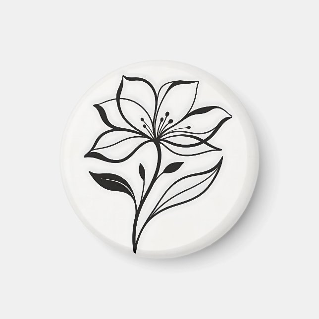 Elegant Lily Flower Silhouette Magnet (Front)