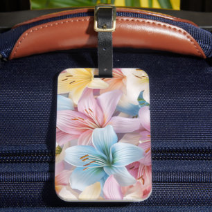 Elegant Lily Flowers Seamless Pattern Luggage Tag