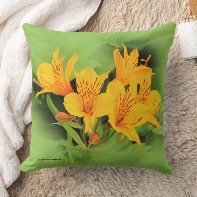 Elegant Lily of the Incas Yellow Alstroemeria Cushion (Blanket)