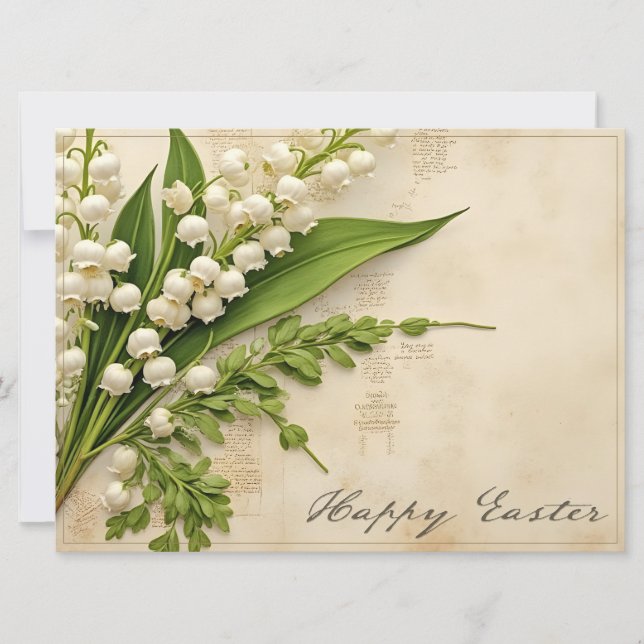 Elegant Lily of the Valley Easter Greeting (Front)