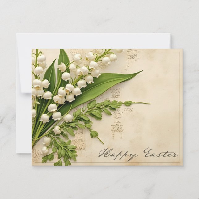 Elegant Lily of the Valley Easter Greeting (Front)