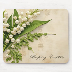 Elegant Lily of the Valley Easter Greeting Mouse Pad