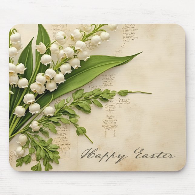Elegant Lily of the Valley Easter Greeting Mouse Pad (Front)