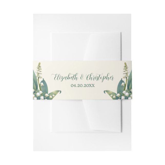 Elegant Lily of The Valley Floral Wedding Invitation Belly Band (Front Example)