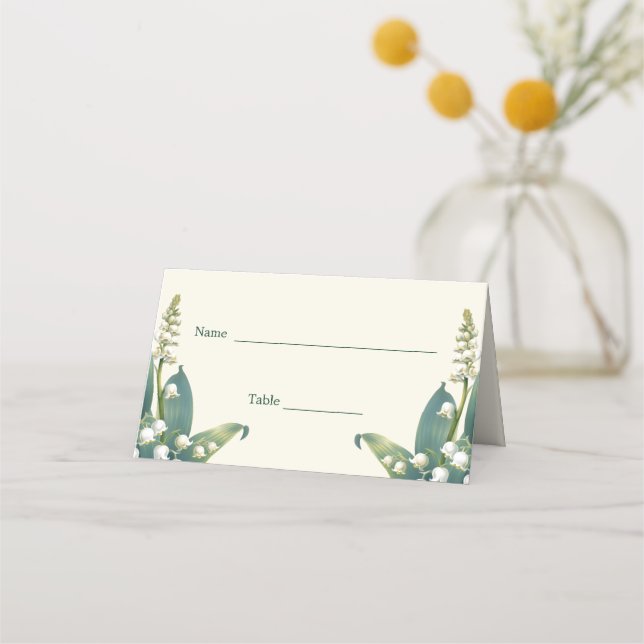 Elegant Lily of the valley Floral Wedding Place Card (Front)