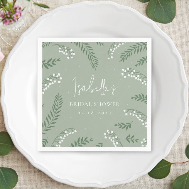Elegant Lily of the Valley Garden Bridal Shower Napkin (Creator Uploaded)