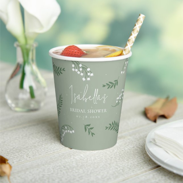 Elegant Lily of the Valley Garden Bridal Shower Paper Cups (Insitu)
