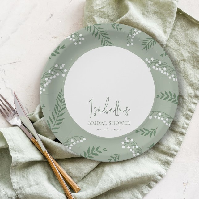 Elegant Lily of the Valley Garden Bridal Shower Paper Plate (Creator Uploaded)