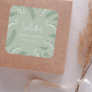 Elegant Lily of the Valley Garden Bridal Shower Square Sticker