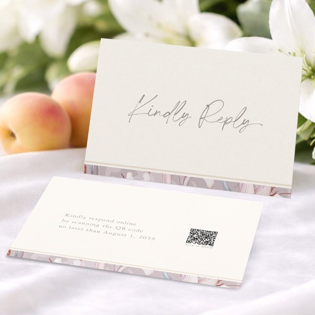 Elegant Lily Wedding RSVP Card with QR Code (Creator Uploaded)