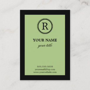 Elegant Lime & Black Monogram Profile Card