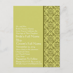 Elegant Lime Damask Wedding Invitation