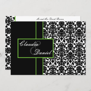 elegant lime damask wedding invitation