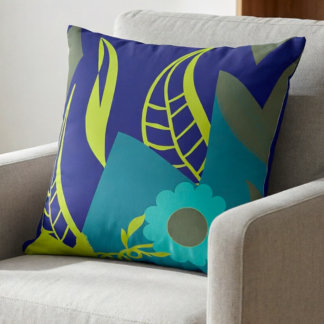 Elegant Lime Green And Navy Cushion