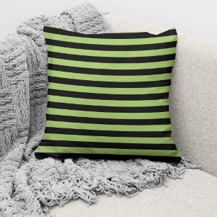 Elegant Lime Green Black Striped Pattern Cushion
