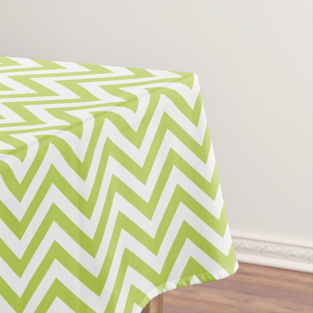 Elegant Lime Green Chevrons Pattern Tablecloth (In Situ)