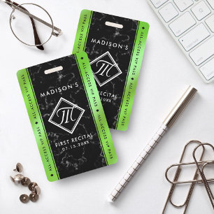 Elegant Lime Green Foil Black Marble VIP Event ID Badge