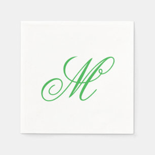 Elegant Lime Green Monogram Initial  Napkin