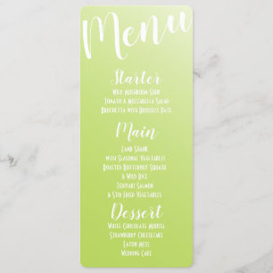 Elegant Lime Green Ombre Menu