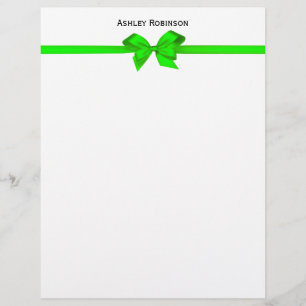 Elegant Lime Green Satin Bow on White Envelope